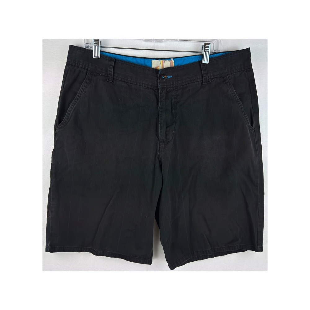 Ocean‎ Pacific OP Mens Shorts Size 38 Black Cotton Pinstripe Flat Front Casual